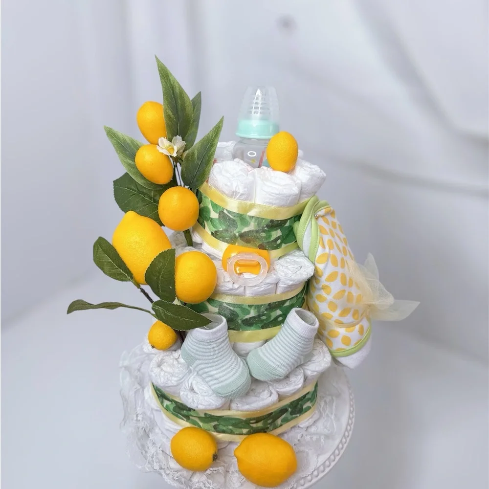Lemon-Themed Diaper Cake